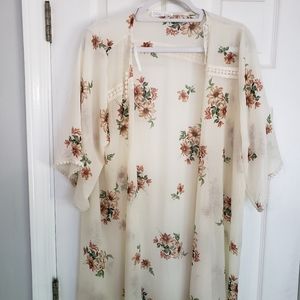 Chiffon kimono style open front cardigan